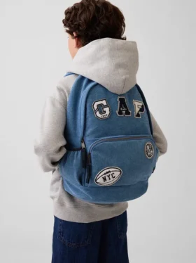 Ryggsäck för barn i denim med logotyp-patch