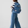 Ryggsäck för barn i denim med logotyp-patch