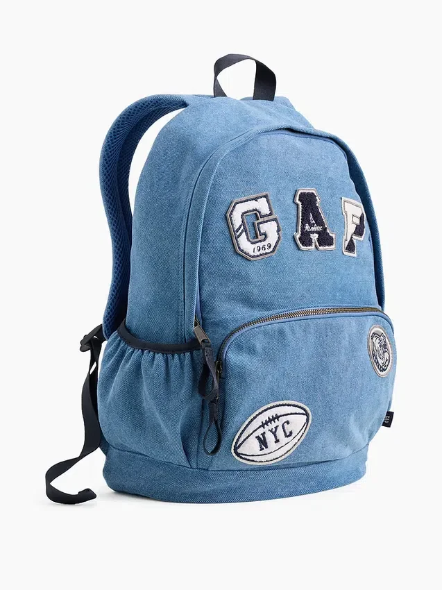 Ryggsäck för barn i denim med logotyp-patch