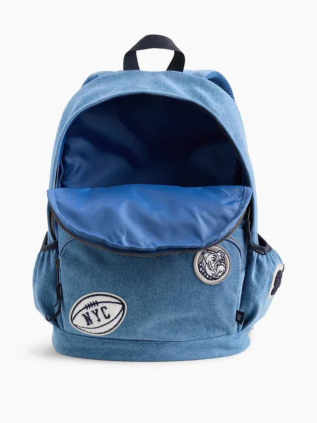 Ryggsäck för barn i denim med logotyp-patch
