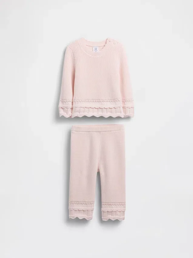 Set med babytröja med vågig kant