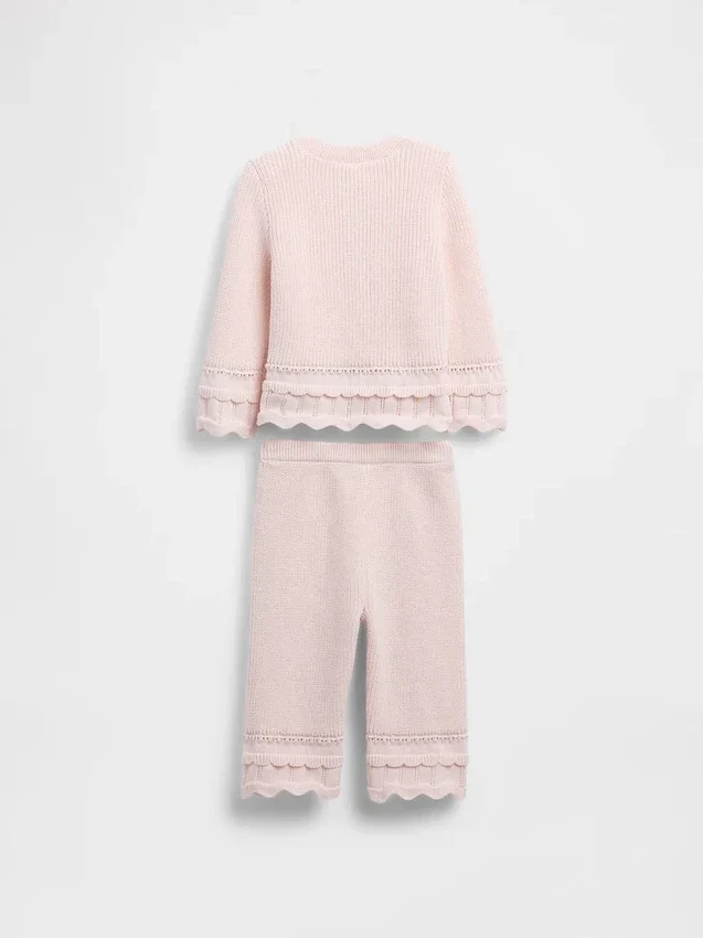 Set med babytröja med vågig kant
