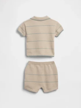 Set med babytröja och pikétröja i randigt mönster