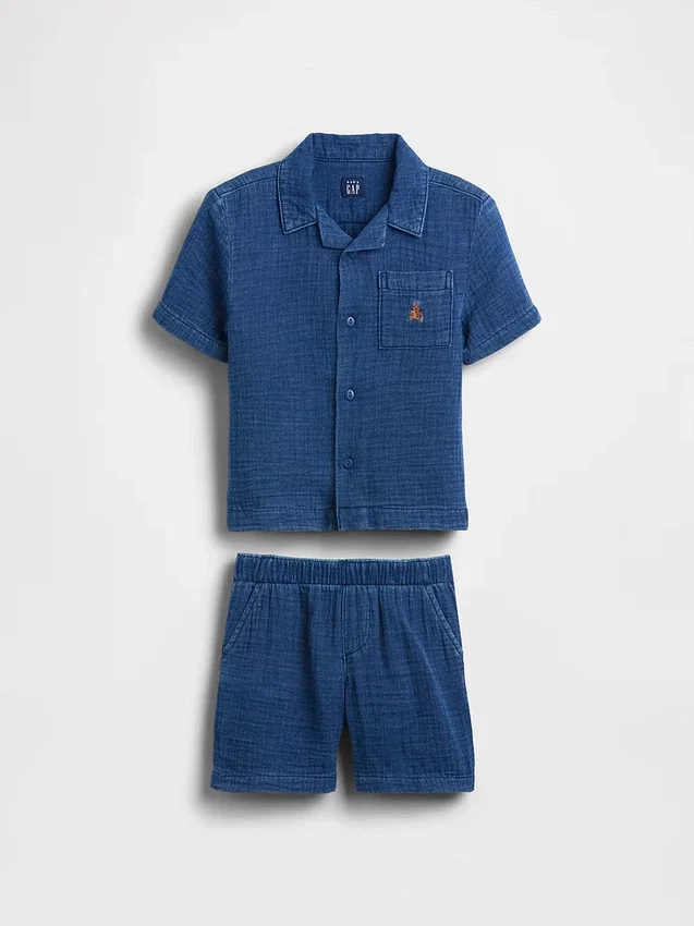 Set med bomullsgasväv och denim för Baby & Småbarn