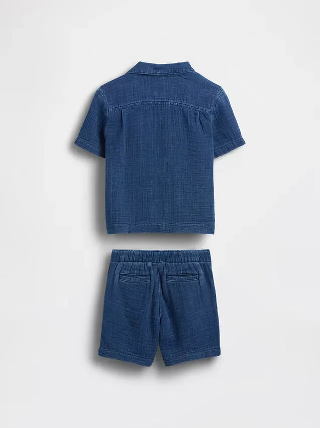 Set med bomullsgasväv och denim för Baby & Småbarn