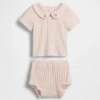 Set med broderad pointelle-tröja och shorts för spädbarn