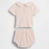 Set med broderad pointelle-tröja och shorts för spädbarn