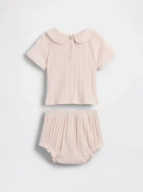 Set med broderad pointelle-tröja och shorts för spädbarn