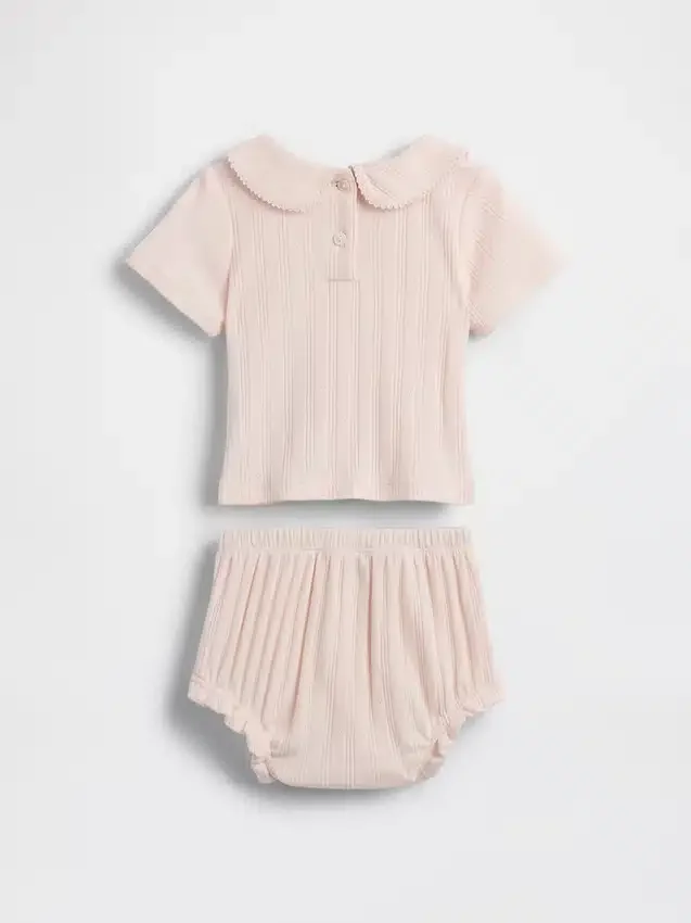 Set med broderad pointelle-tröja och shorts för spädbarn