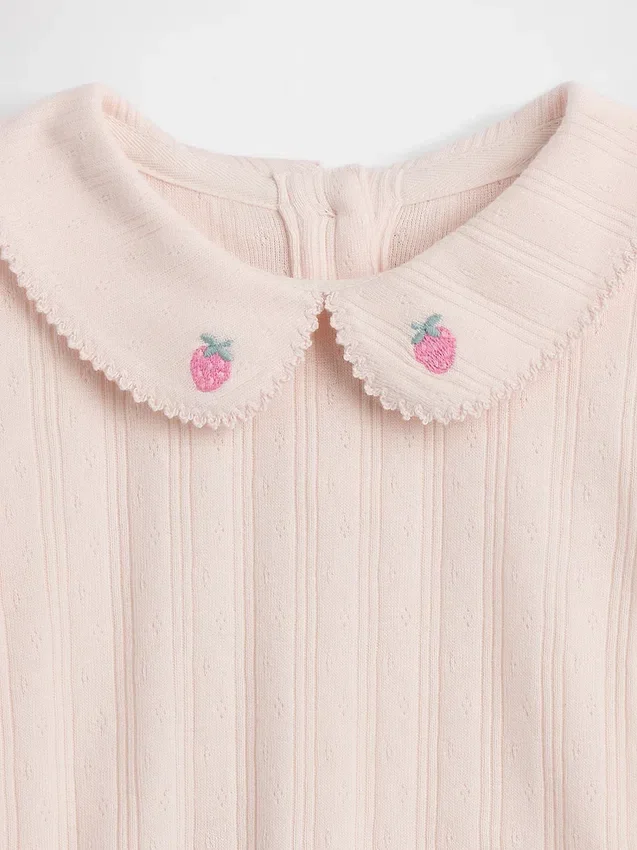 Set med broderad pointelle-tröja och shorts för spädbarn