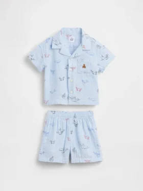 Set med cabana-tröja och shorts i bomullsgasväv för spädbarn