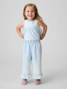 Set med denimkläder med hålbroderi för Baby & Småbarn