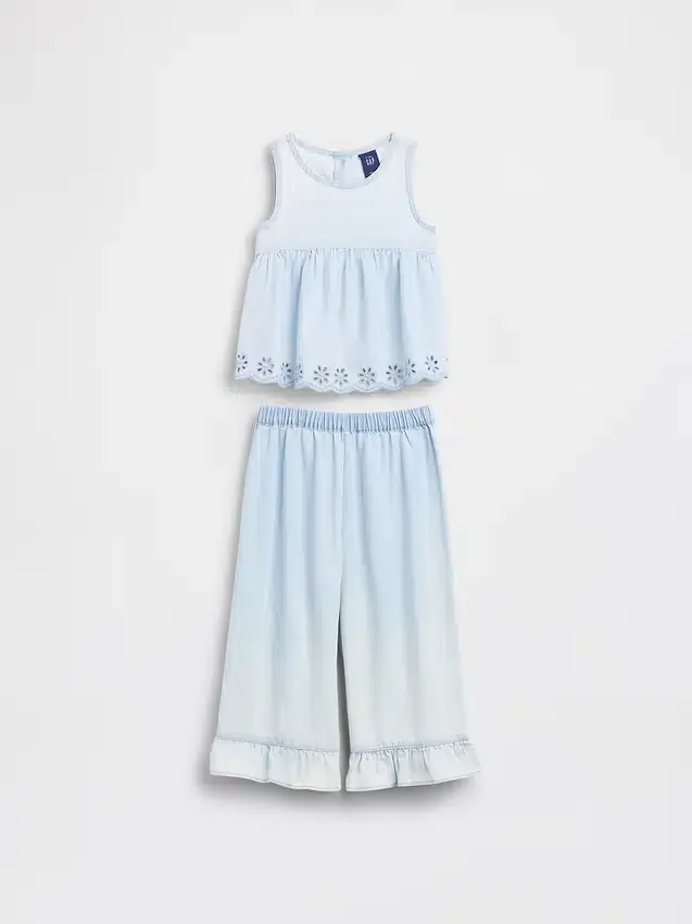 Set med denimkläder med hålbroderi för Baby & Småbarn