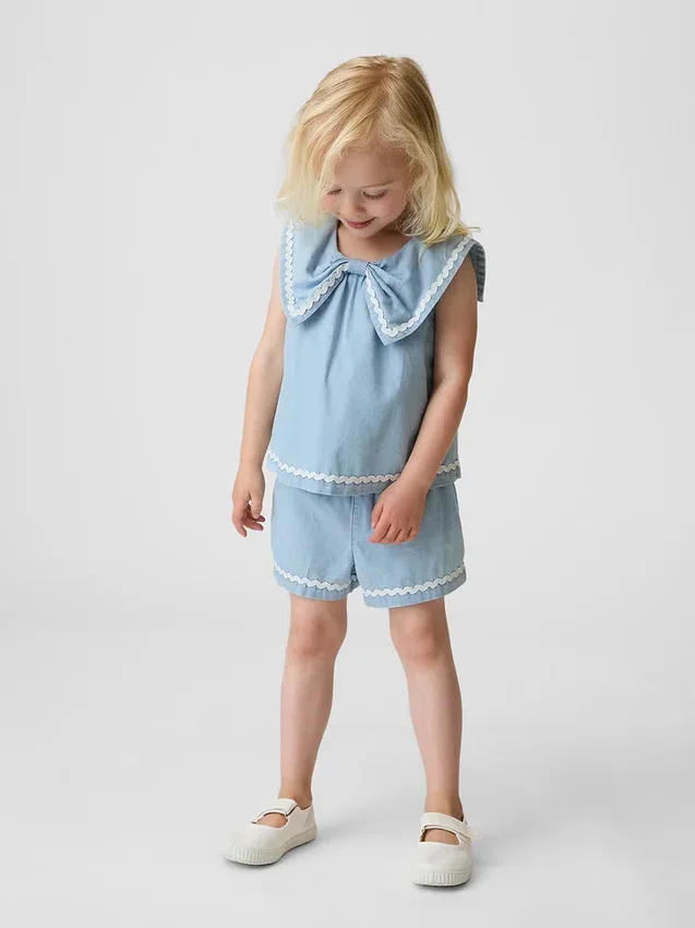Set med denimkläder med rosett för Baby & Småbarn