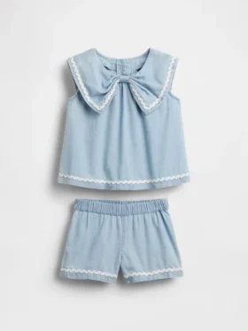 Set med denimkläder med rosett för Baby & Småbarn