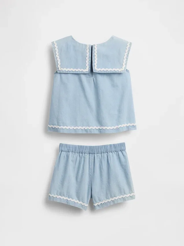Set med denimkläder med rosett för Baby & Småbarn