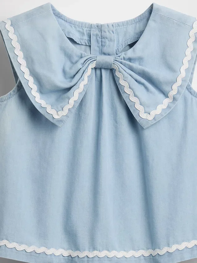 Set med denimkläder med rosett för Baby & Småbarn