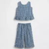 Set med gingham-denimkläder med volangkant för Baby & Småbarn