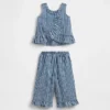 Set med gingham-denimkläder med volangkant för Baby & Småbarn