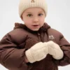 Set med mjuk, kabelstickad mössa och vantar för Baby & Småbarn