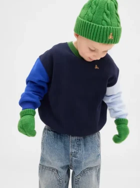 Set med mjuk, kabelstickad mössa och vantar för Baby & Småbarn