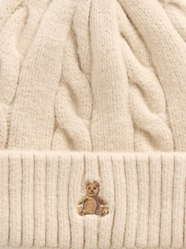 Set med mjuk, kabelstickad mössa och vantar för Baby & Småbarn