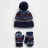 Set med mössa och vantar med pom-pom i Fair Isle-mönster för Baby & Småbarn