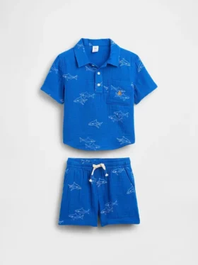 Set med pikétröja och shorts i bomullsgasväv för Baby & Småbarn