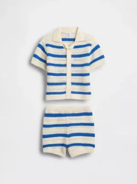 Set med randig virkad babyklädsel