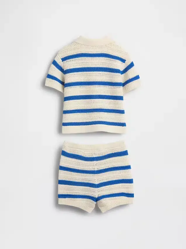 Set med randig virkad babyklädsel