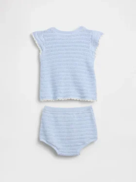 Set med randig virkad babyklädsel