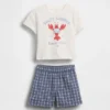 Set med T-shirt med hummermotiv och rutiga shorts