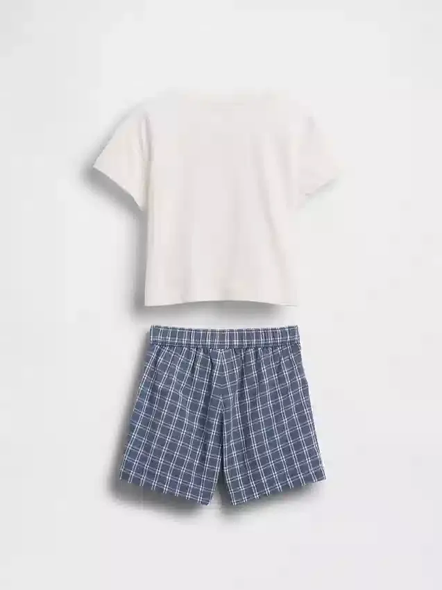 Set med T-shirt med hummermotiv och rutiga shorts