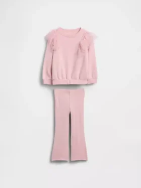 Set med tulle-tröja och ribbade leggings med utsvängda ben för Baby & Småbarn