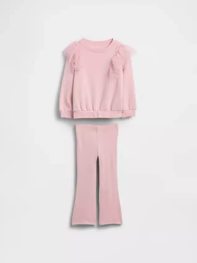 Set med tulle-tröja och ribbade leggings med utsvängda ben för Baby & Småbarn