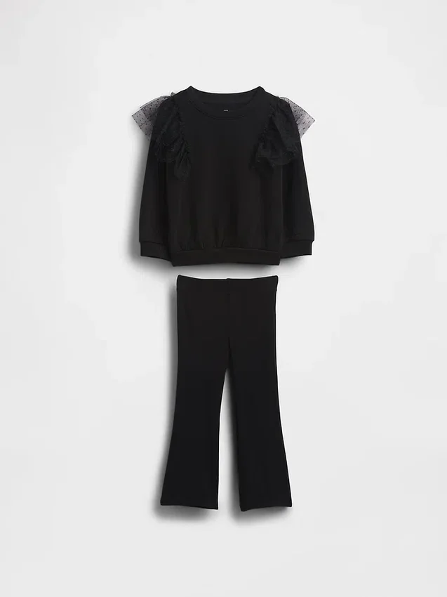 Set med tulle-tröja och ribbade leggings med utsvängda ben för Baby & Småbarn