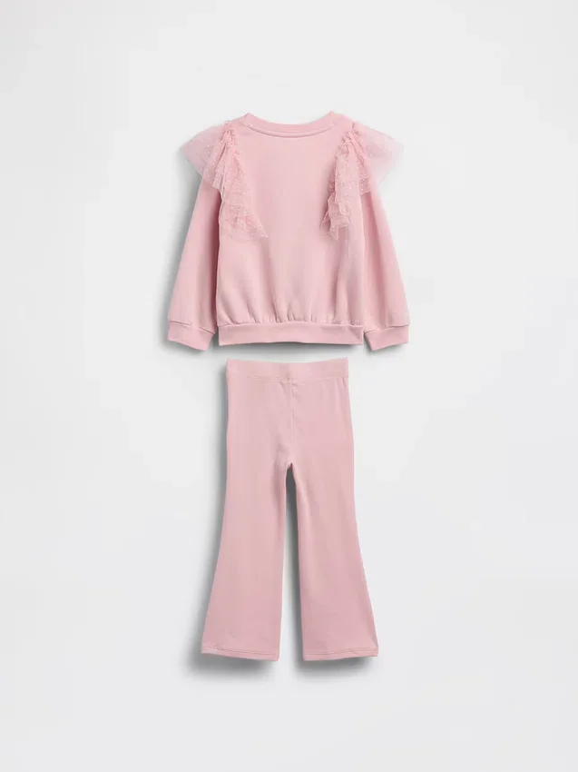 Set med tulle-tröja och ribbade leggings med utsvängda ben för Baby & Småbarn