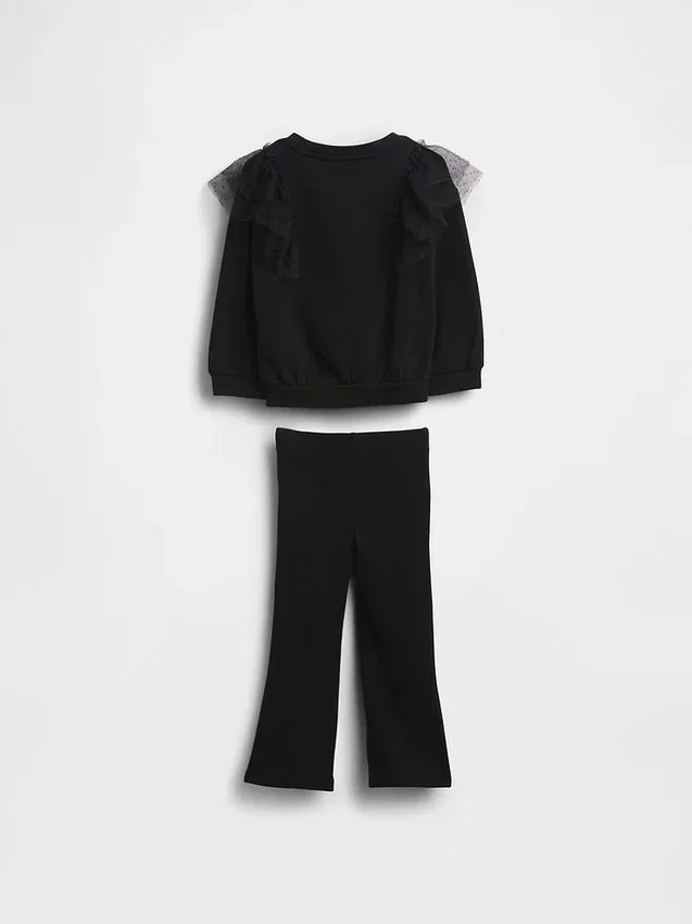 Set med tulle-tröja och ribbade leggings med utsvängda ben för Baby & Småbarn