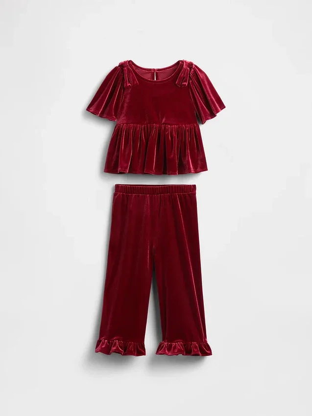 Set med velourkläder med volanger för Baby & Småbarn