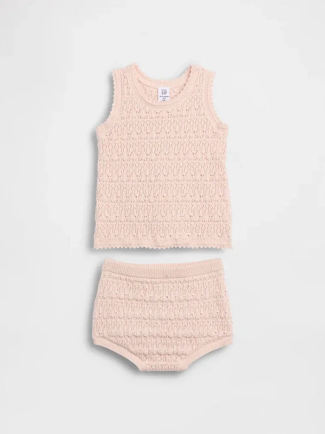 Set med virkad baby-tank och shorts