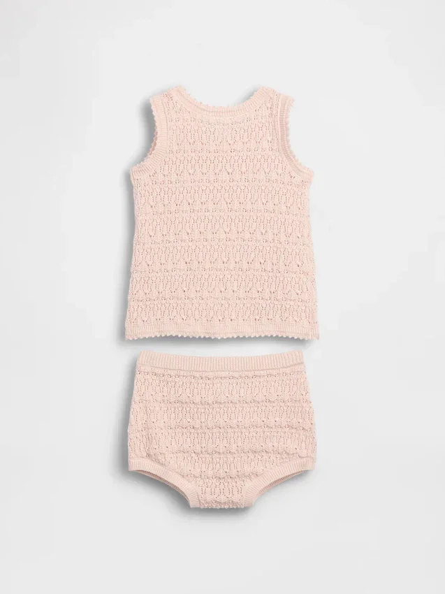 Set med virkad baby-tank och shorts