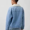 Sherpa-fodrad denimjacka med sjalkrage