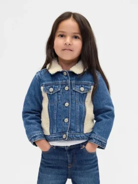 Sherpa-jeansjacka med ikonmönster för Baby & Småbarn