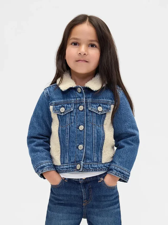 Sherpa-jeansjacka med ikonmönster för Baby & Småbarn