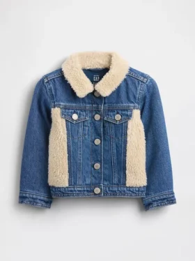 Sherpa-jeansjacka med ikonmönster för Baby & Småbarn