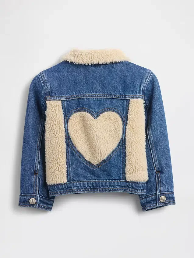 Sherpa-jeansjacka med ikonmönster för Baby & Småbarn