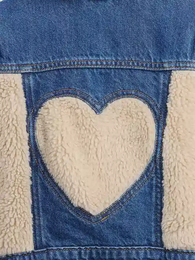 Sherpa-jeansjacka med ikonmönster för Baby & Småbarn