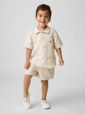 Shorts i bomullsgasväv med tryck för Baby & Småbarn