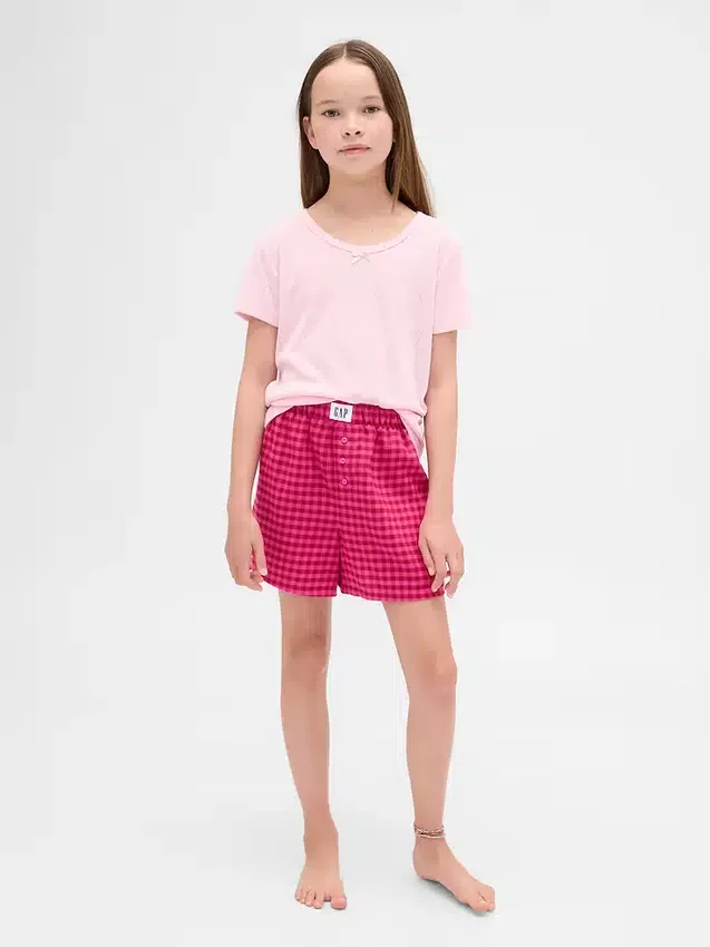 Shorts i återvunnen flanell för barn
