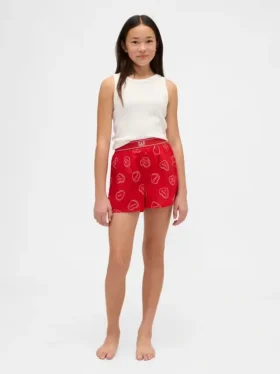 Shorts i återvunnen flanell för barn